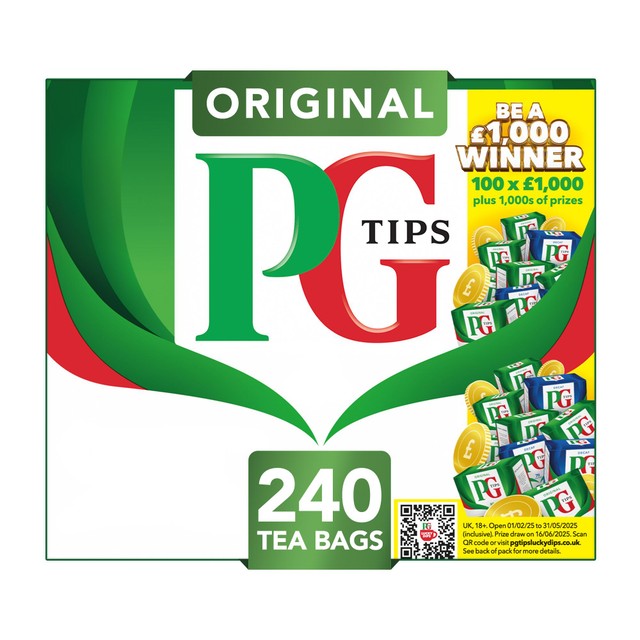 PG Tips black tea plant based biodegradable tea bags 240 per pack, imported from the UK