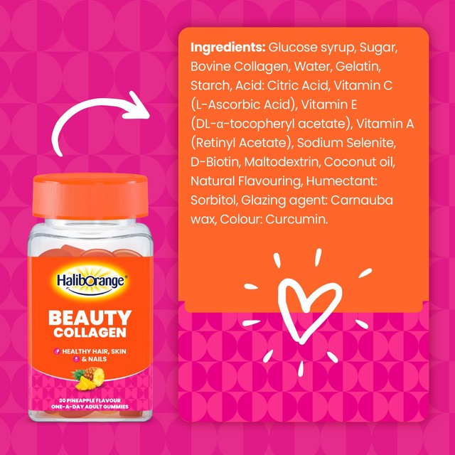 Haliborange beauty collagen pineapple gummies 30 gummies, UK version