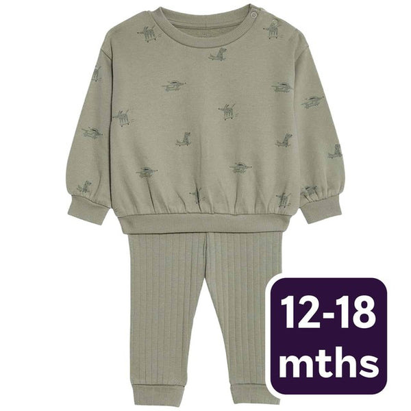 M&S Khaki Leggings Outfit Baby Outfit 12-18 Months