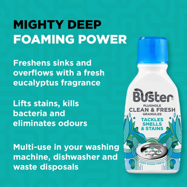 Buster plughole sanitiser foaming granules 300g - British product