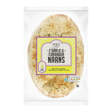 M&S garlic and coriander naan breads 2 pack, imported from the UK