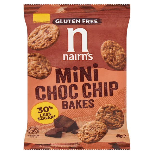 Nairn's mini choc chip oat bakes, imported from the UK