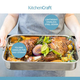 KitchenCraft stainless steel roasting tin with rack 37x28x6.5cm, UK version