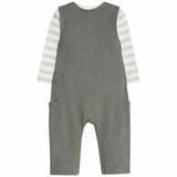 M&S waffle jersey dungaree set in khaki for 0-3 months, imported from the UK