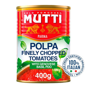 Mutti Polpa Finely Chopped Tomatoes with Basil Tinned Tomatoes 400g