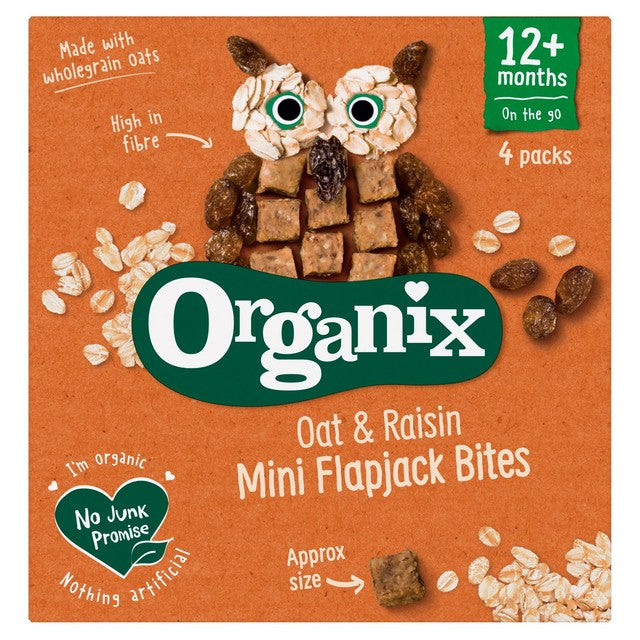 Organix oat and raisin flapjack bites 80g multipack, imported from the UK