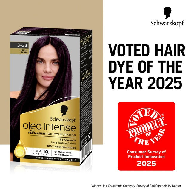 Schwarzkopf Permanent Hair Colour Rich Plum 3-33 (British brand)