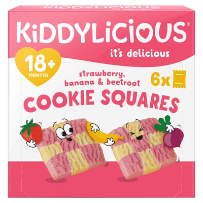M&S Kiddylicious Strawberry, Banana & Beetroot Cookie Squares Baby Snack Biscuits 6 x 24g- Buy online at McGrocer