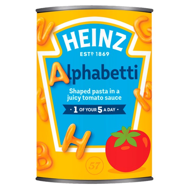 Heinz Alphabetti Spaghetti tomato sauce canned pasta 400g, UK version