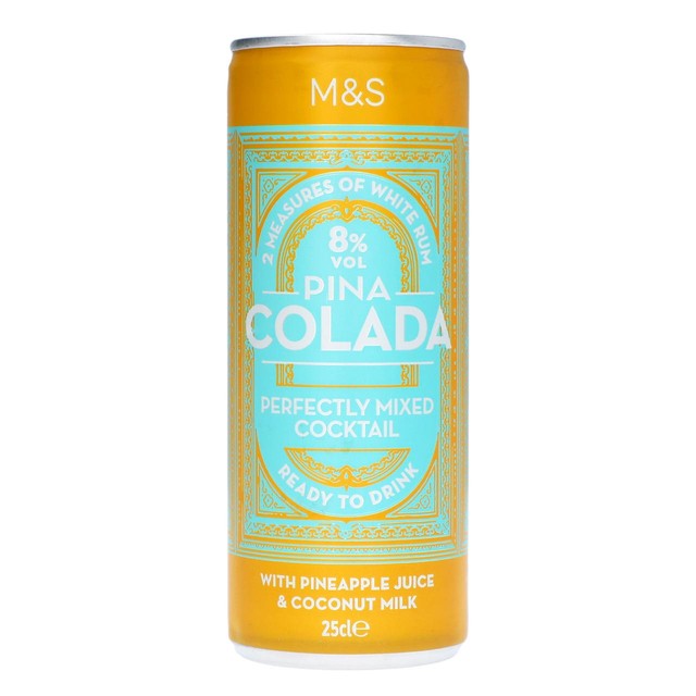 M&S Pina Colada ready to drink cocktail 25cl, imported from the UK
