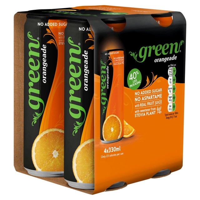 Green Cola Orangeade No Sugar 4 x 330ml, UK version