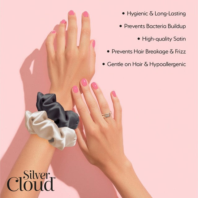 VH2 Silver Cloud Mixed Large Satin Scrunchies (British brand)