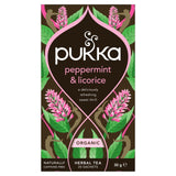 Pukka Herbs peppermint and licorice herbal tea bags x20, imported from the UK