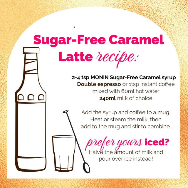 Monin Caramel Syrup Sugar Free 250ml, imported from the UK