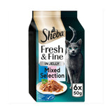 M&S Sheba Fresh & Fine Tuna Salmon Whitefish Jelly Wet Cat Food 6 x 50g- Buy online at McGrocer