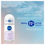 NIVEA Double Effect Anti-Perspirant Deodorant Roll-On 50ml, imported from the UK