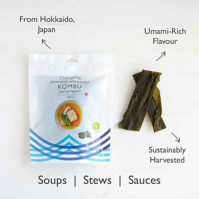 Clearspring Japanese Hokkaido Kombu dried sea vegetable (British brand)