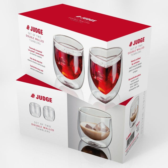 Judge double walled glass tumbler set of 2 250ml, UK version