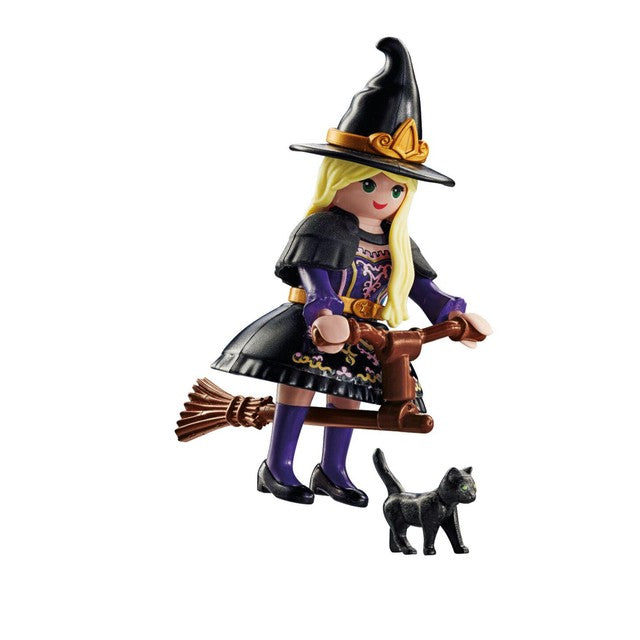 Playmobil Witch with Cat toy figure, imported from the UK
