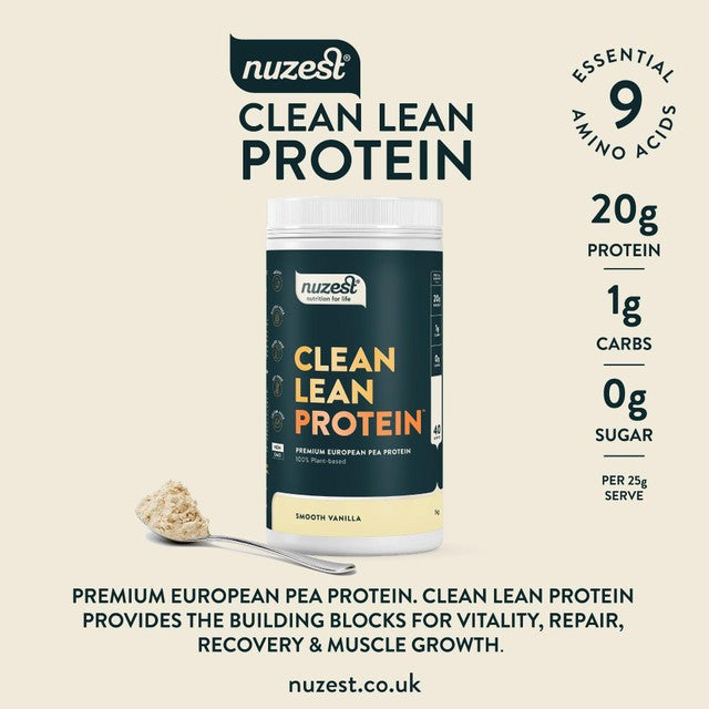 Nuzest Smooth Vanilla Clean Lean Protein Powder 1kg, imported from the UK