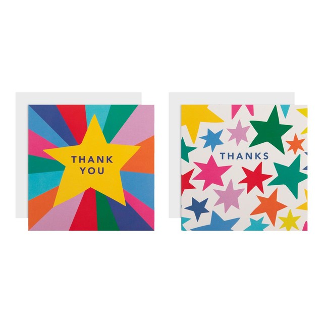 M&S rainbow thank you teacher card pack 6 cards envelopes - British product