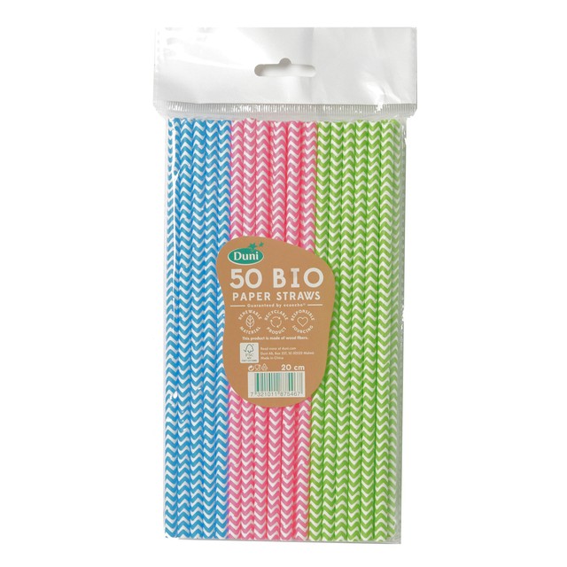 Duni Bio recyclable paper straws 50 pack, imported from the UK