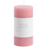 M&S M&S Ridged Pillar Candle, Pink- Buy online at McGrocer