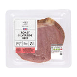 M&S wafer thin roast silverside beef slices 80g, imported from the UK