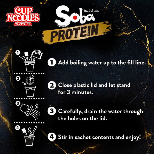 Nissin Soba Protein classic instant noodles pot, UK version
