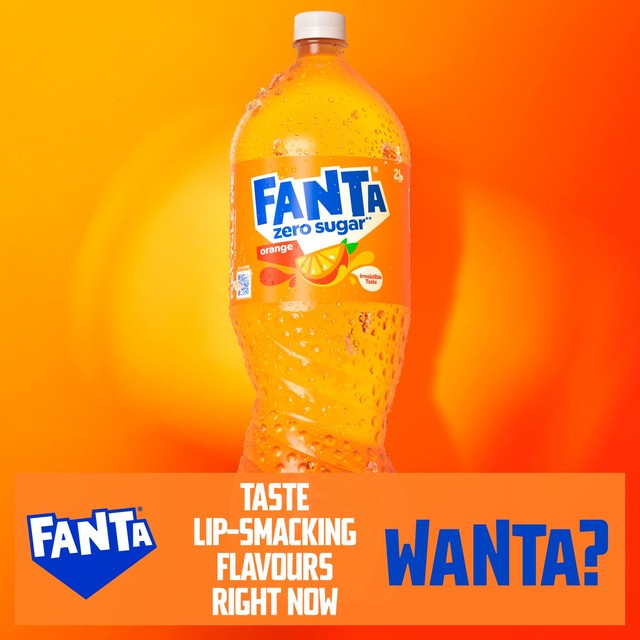 Fanta Orange Zero zero sugar soft drink can - British product