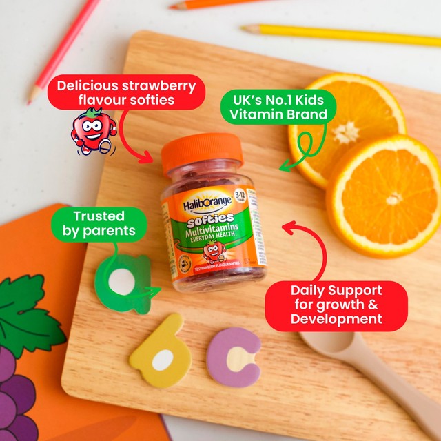 Haliborange Kid's Softies Multivitamin Strawberry Gummies, UK version