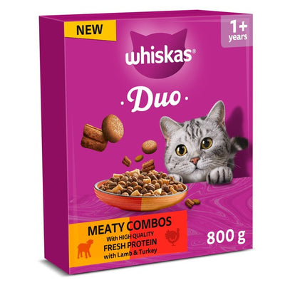 M&S Whiskas 1+ Adult Complete Dry Cat Food Duo Meaty Combo 800g- Buy online at McGrocer