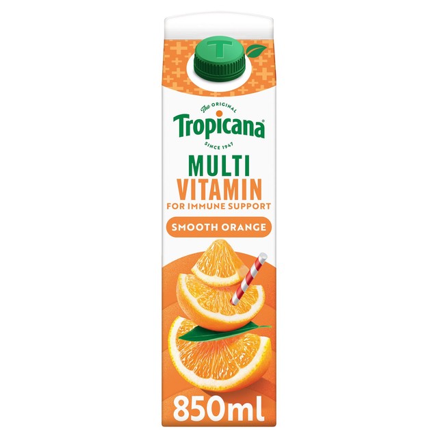 Tropicana smooth orange multivit boost fruit juice 850ml (British brand)