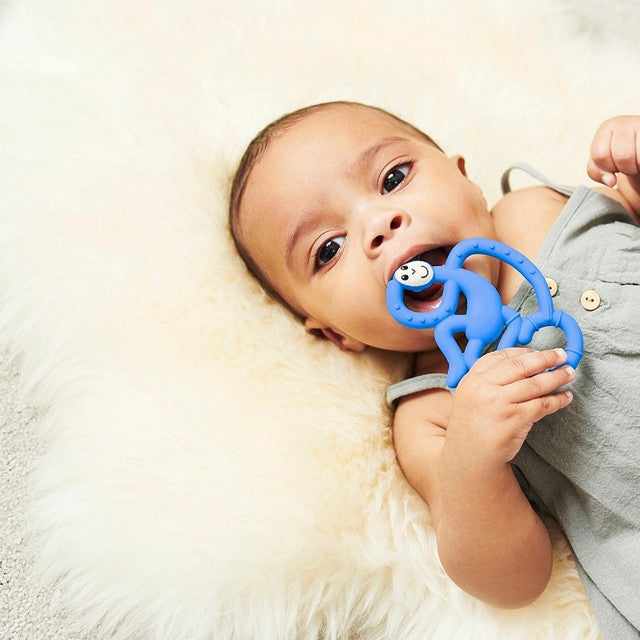 Matchstick Monkey Mini Monkey teether blue, imported from the UK