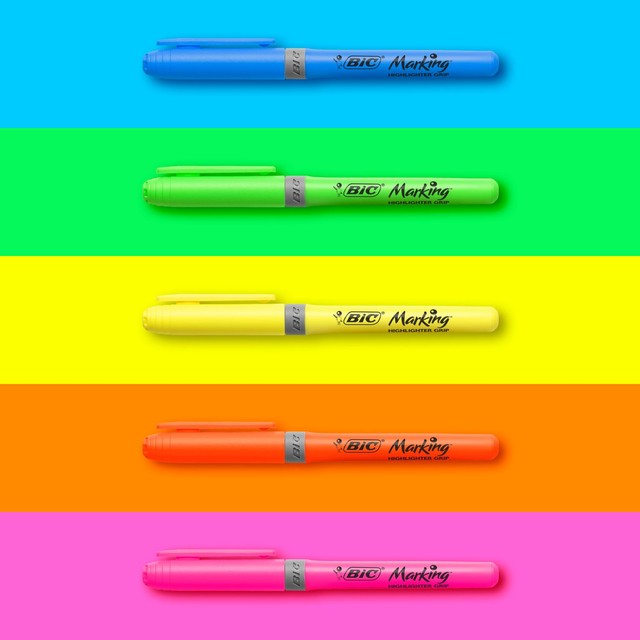 BIC Highlighter Grip pens pack of 12 - British product