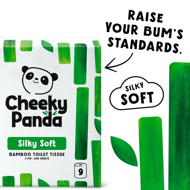 The Cheeky Panda Natural 3-Ply Bamboo Toilet Tissue 9 Roll Pack - British product