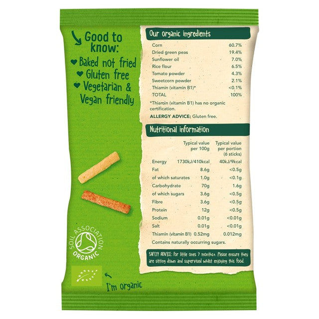 Organix baby puffs melty veggie sticks 60g, imported from the UK