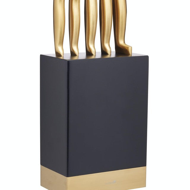 MasterClass Burnished Brass Effect Knife Set with Wooden Storage Block
