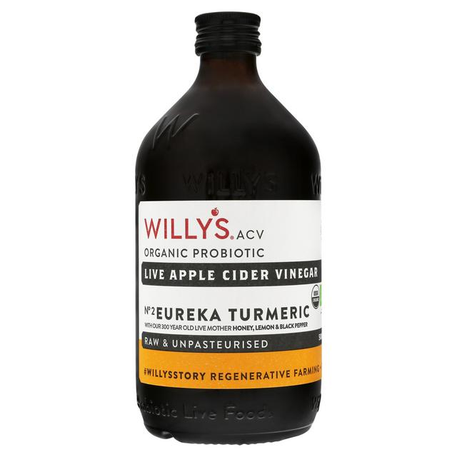 Willys Organic Live Apple Cider Vinegar Honey Turmeric 500ml
