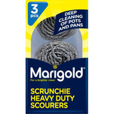 Marigold Scrunchie Stainless Steel Scourers 3 pack, imported from the UK