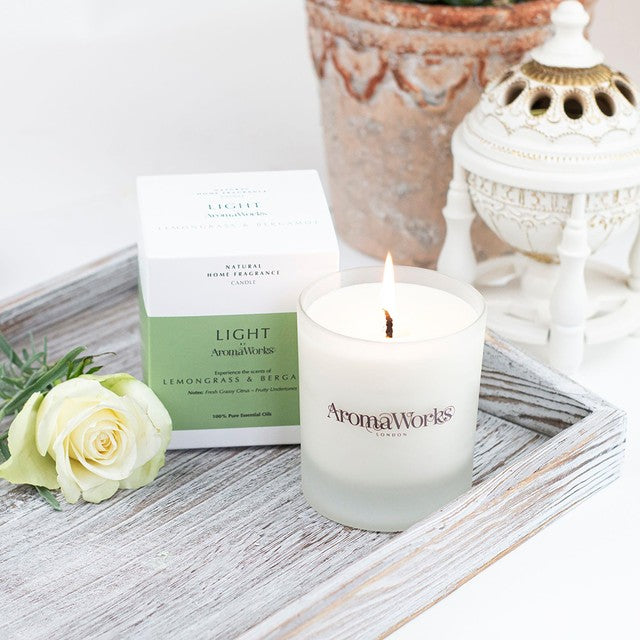 Wax Lyrical AromaWorks Lemongrass & Bergamot soy wax candle 30cl (220g) - British product