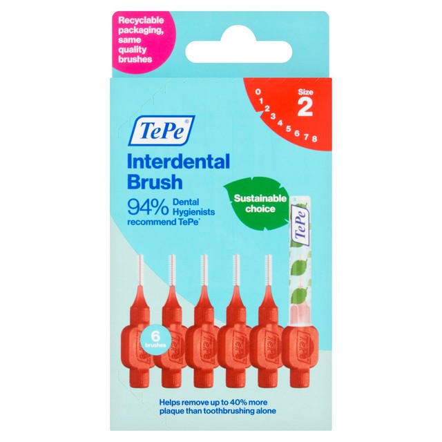 TePe Interdental Brush 0.5mm Oral Hygiene Pack 6 (British brand)