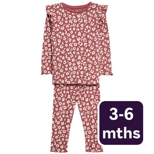 M&S Leopard Jersey Outfit Pink Baby Outfit 3-6 Months