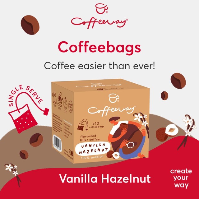 Coffeeway Vanilla Hazelnut coffee bags 10 pack - British product