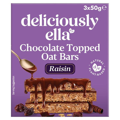 Deliciously Ella Raisin Chocolate Topped Oat Bar Flapjack Multipack (3 x 50g)