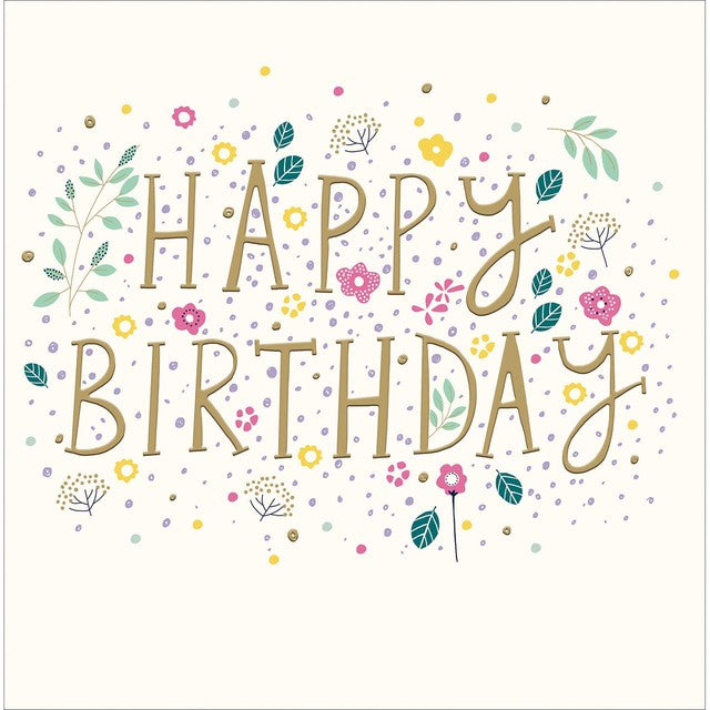 Woodmansterne floral happy birthday card 17.3 x 16.7cm - British product