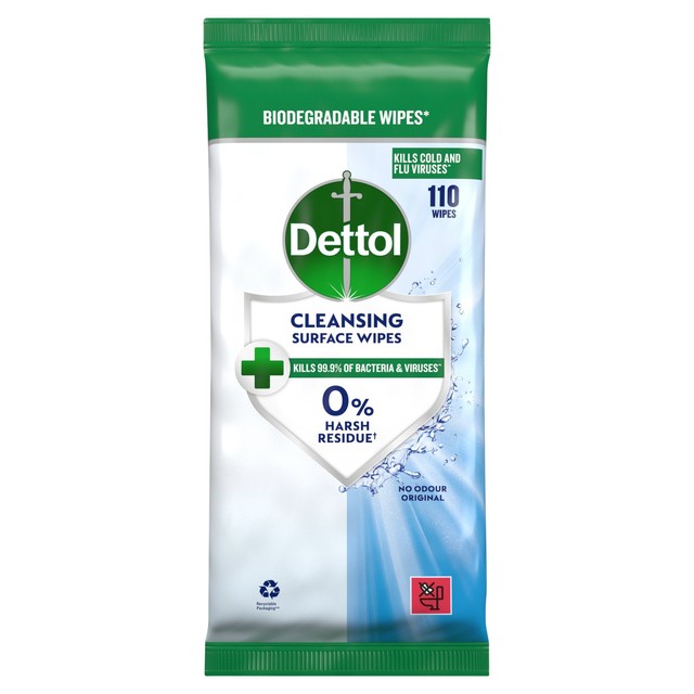 Dettol biodegradable antibacterial multi surface wipes 4x110, UK version