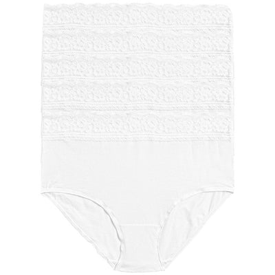 M&S Damen Kollektion Baumwolle Lycra & Spitze Full Slips, 5er Pack, 18 Weiß