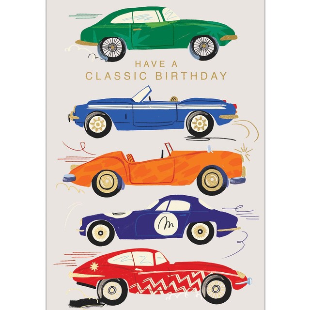Abacus classic cars birthday card blank inside 126 x 179mm, UK version