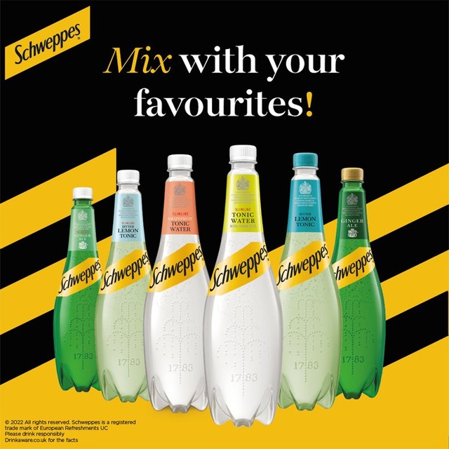 Schweppes Slimline Bitter Lemon Soft Drink 1L (British brand)